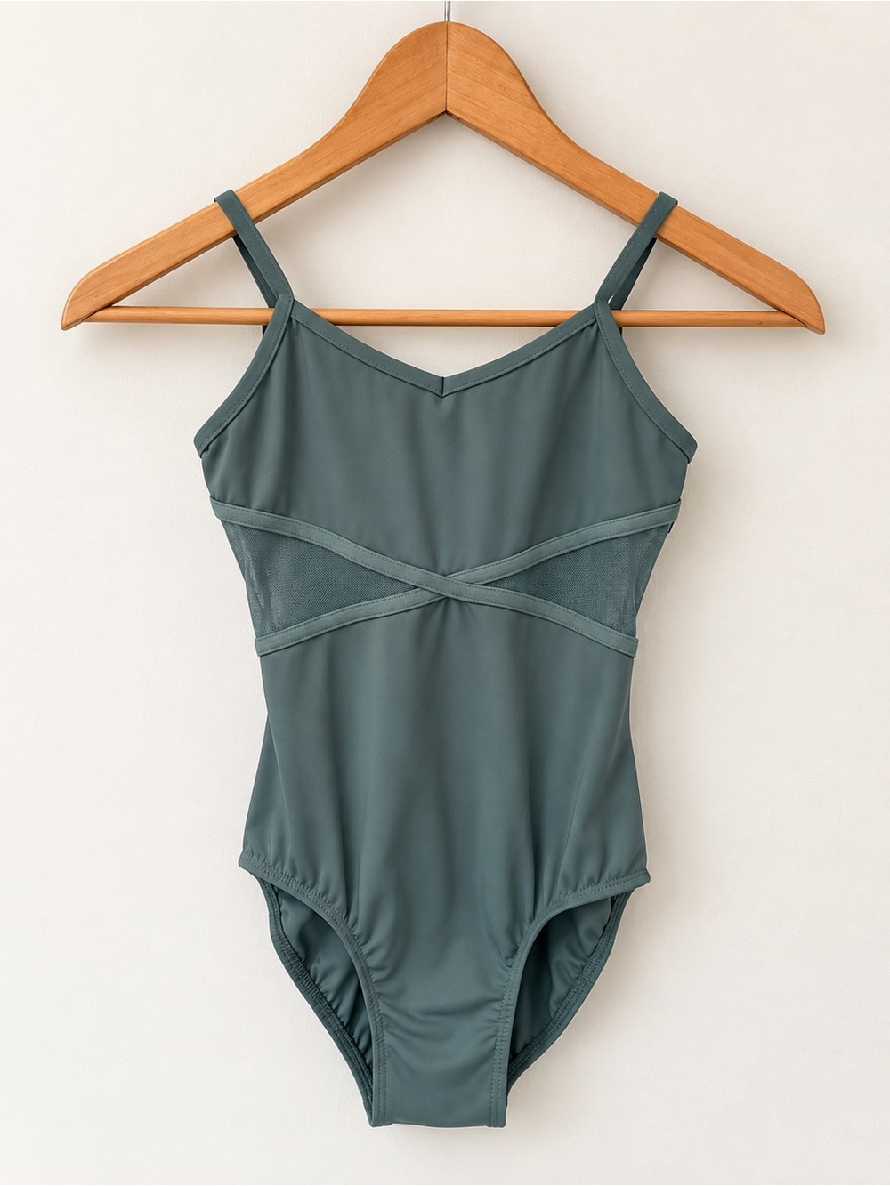 Danz N Motion Girls Sage Green Mesh Cutout Dance Leotard 8-10